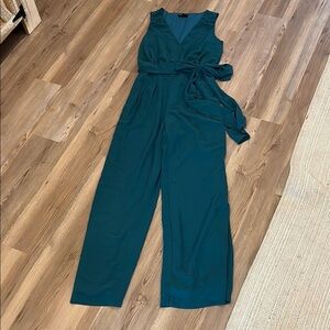 Miss Avenue Teal Green/Blue Jumpsuit with Flowy Wide-Leg Design